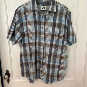 Mountain Khakis Blue and Brown Casual Button Down Shirt
